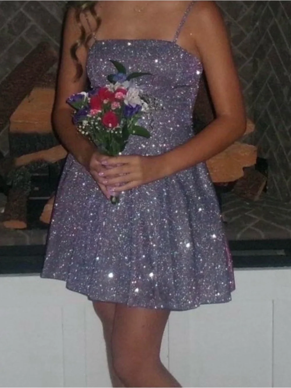 City Streets Sparkle Lilac Spaghetti-Strap Party Dress